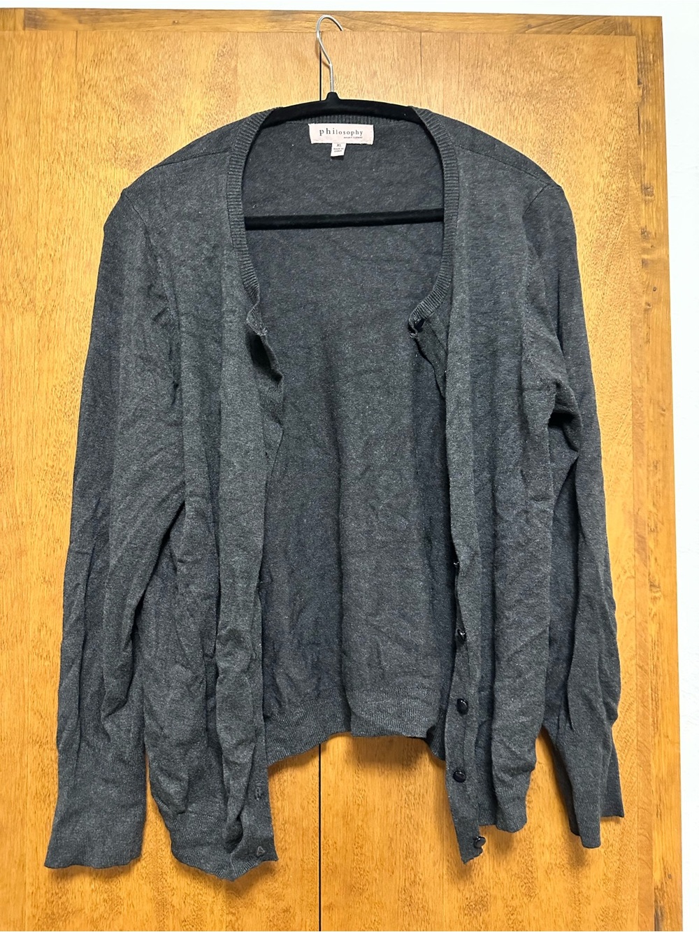 Philosophy Dark Charcoal Open-Front Cardigan